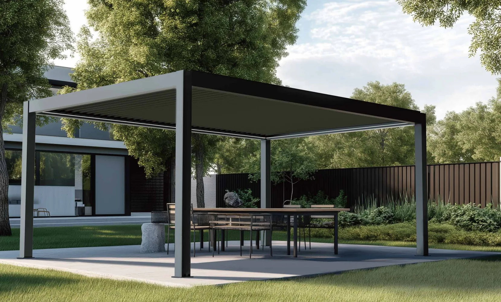 GR-9700 Villa Pergola 2.0 lifestyle – prémium motoros pergola 150 mm oszloppal
