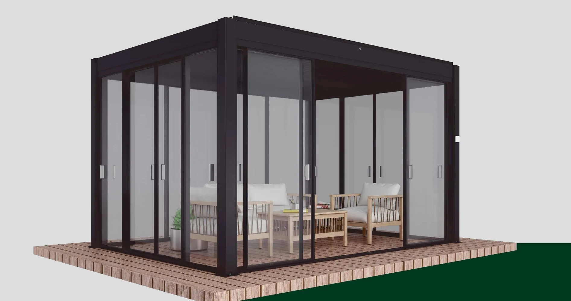 GR-990 toló üvegajtó – üvegezett pergola